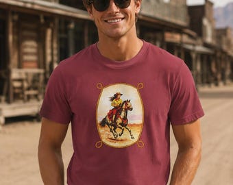 Vintage Western Cowgirl Tee Unisex Horse Riding Shirt Rodeo Desert Graphic T Shirt