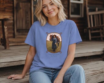 Vintage Cowgirl and Horse T-Shirt: Early 1900s Western Ranch Graphic
