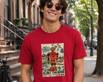 Robot T-Shirt: Japanese Retro Design, Sustainable Cotton