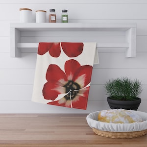 Geschirrtuch Weihnachten Anemone: Rot Floral Baumwolltwill Küche Dekor