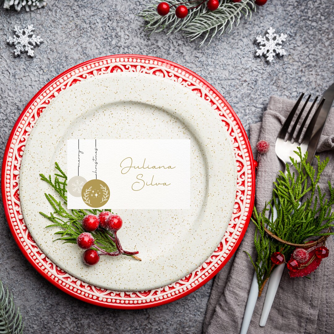 Merry Christmas Ornament Place Card Etsy