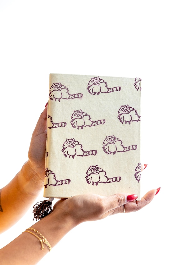 Handmade Notebook, Indian Block Print Fabric, Recycled Paper Journal, Wildlife Print, Floral Print, 8x6 inch