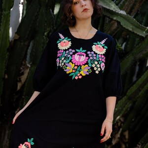 Apricot Cotton Embroidered Midi Dress with Pockets main image 1