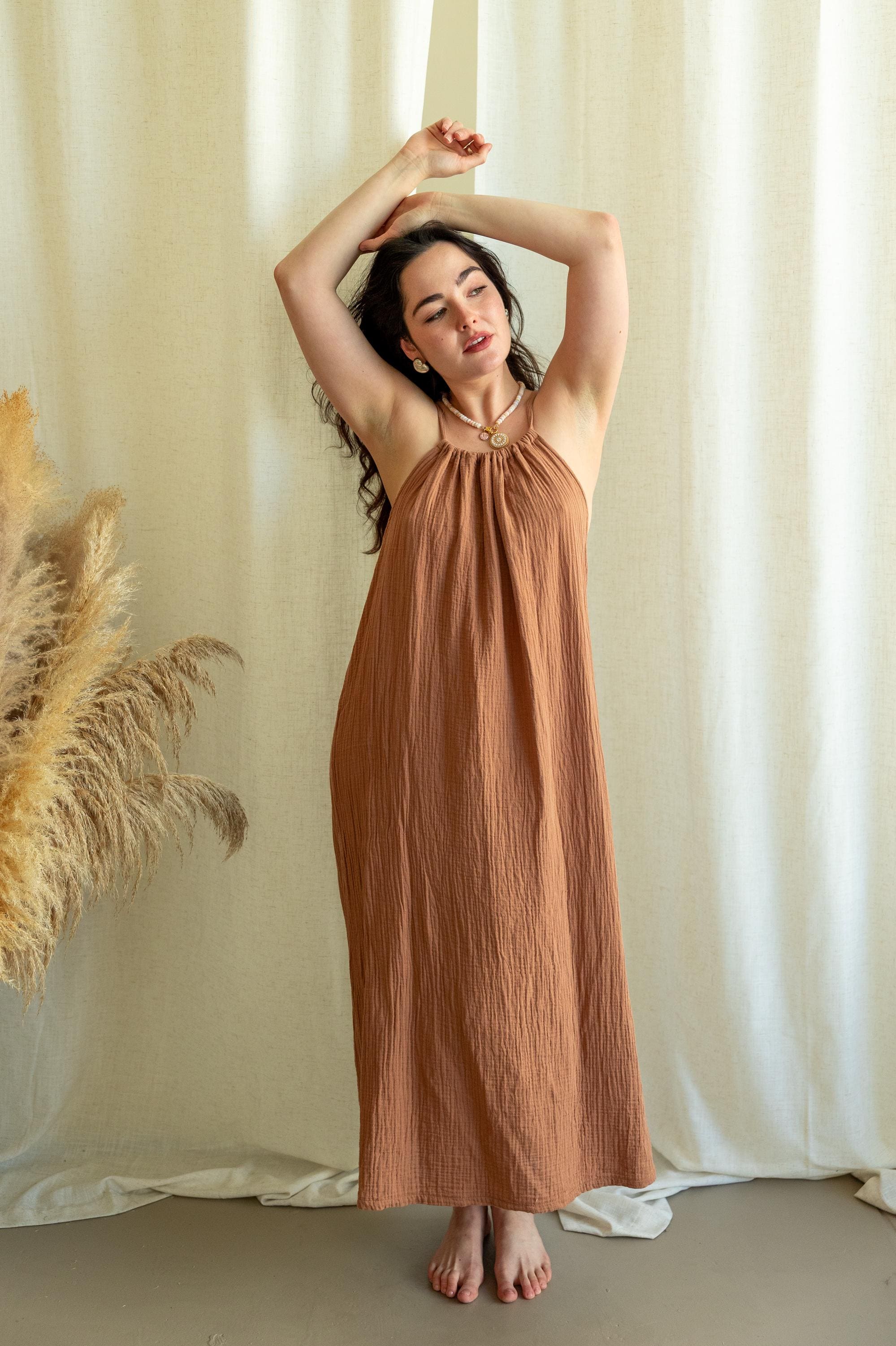 100% Organic Cotton Gauze Sleeveless Maxi Dress