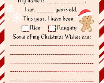 Carta para Papá Noel imprimible digital