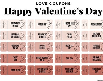 CUPONES DE AMOR Impresión Digital San Valentín Para Él Para Su Pareja