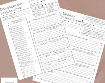 Formulario de sesión de supervisión clínica: notas, revisión y comentarios - Herramientas para supervisores de consejería clínica en salud mental