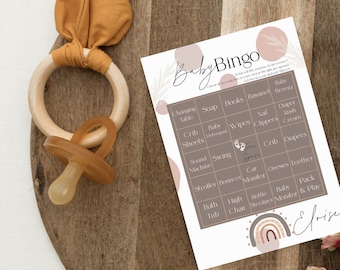 Juego de bingo para bebés Boho precargado - Bingo para baby shower- Tarjetas de bingo para bebés -Bingo para bebés imprimible - Juegos de baby shower imprimibles -Impresión digital