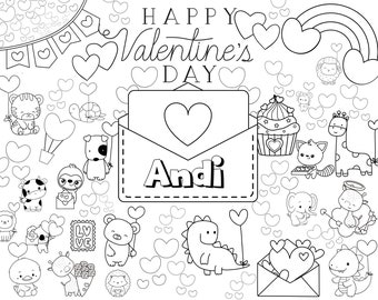 Tapete de actividades infantil personalizado imprimible del día de San Valentín