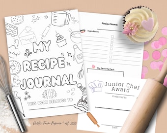 Printable Kids Recipe Journal + Junior Chef Award | Baking Activity Book | Homeschool Cooking Workbook | Kids Kitchen Printable