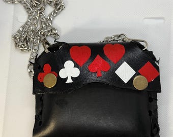 Real Leather Playing Card Holder  or wallet – Black sleeve Stylish, Durable, One of a Kind!