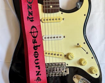 Guitar Straps, Tribute Strap , red  nylon, durable vinyl art ,real leather ends, 62",  adjustable belt. strong and durable Webbing