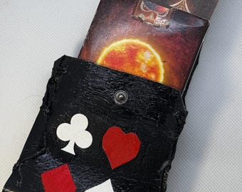 Real Leather Playing Card Holder – Black sleeve Stylish, Durable, One of a Kind!