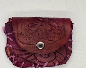 Hand-Tooled Veg-Tan Leather Coin Purse