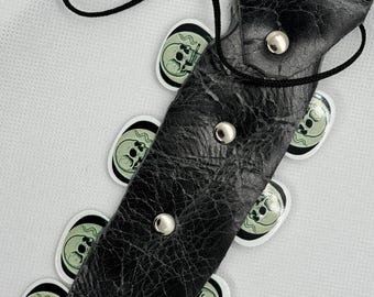 Musicians Leather Guitar Pick Bracelet - Holds up to 20 guitar picks , wearable or for  hanging on a mic stand , wall etc.