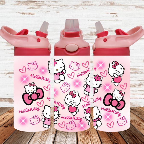 12oz Hello cat Sippy Cup Tumbler Wrap PNG, Kitty, Digital download, Instant Download, Sublimation