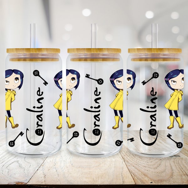 16oz Coraline Libbey Glass can wrap PNG, DIGITAL DOWNLOAD, instant download