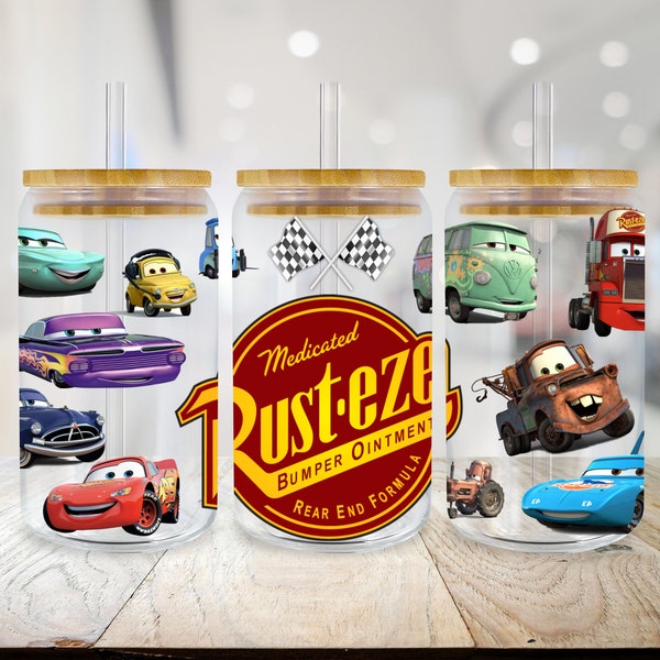 16oz Cars Libbey glass wrap png, Lightning McQueen, Movie Characters, Digital download, instant download