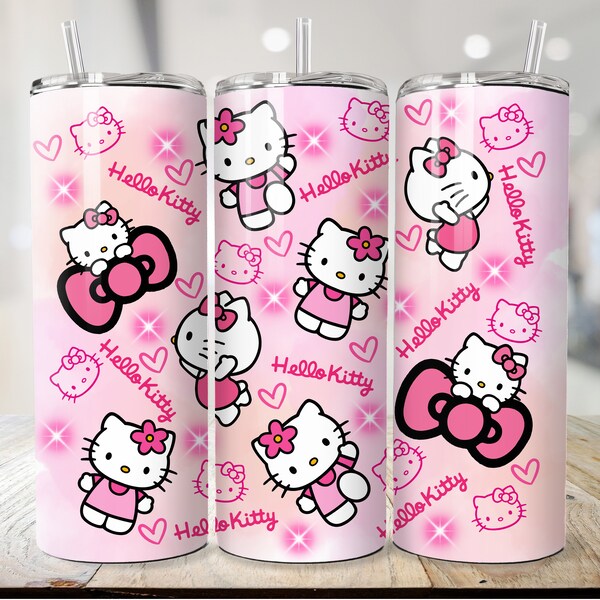 DIGITAL DOWNLOAD, 20oz Cute Kitty Tumbler Wrap, Skinny Tumbler, Instant Download