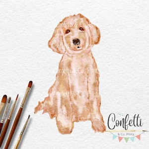 Clipart chien PNG aquarelle doré pour faire des invitations ou pour scrapbooking