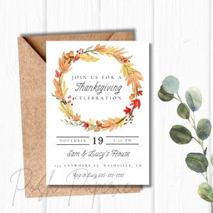 Thanksgiving Editable Invitation Instant Download, Thanksgiving Invitation Printable