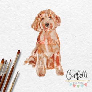 Clipart chien PNG aquarelle doré pour faire des invitations ou pour scrapbooking