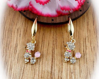 Rhinestone Poodle Earrings