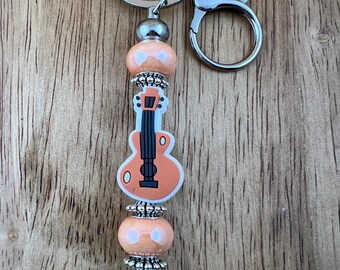 Guitar Key Chain, Backpack or Purse Decoration, Zipper Pull