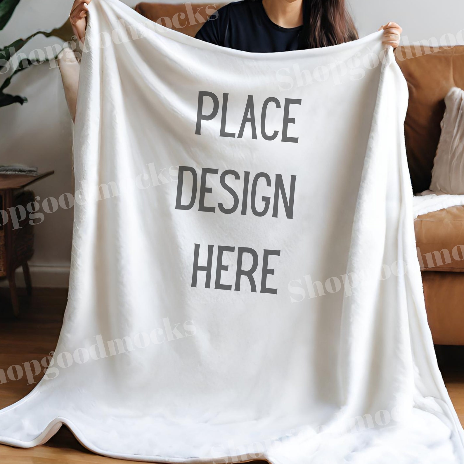 Fleece Blanket Mockup Velveteen Plush Blanket White Digital Mockup
