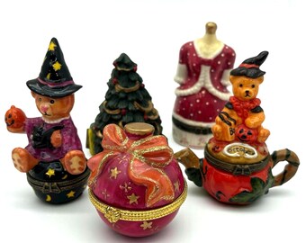 Holiday Trinket Box: Your Choice,Small Hinged Jewelry Box, Christmas, Halloween