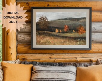 Fall landscape wall art | Fall trees print | Autumn wall art | Gift for nature lover | Serene autumn print | Rustic art | Farmhouse print