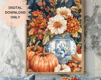 Fall Floral Wall Art | Autumn Floral Print | Fall Printable Floral | Autumn Floral Decor | Colorful Fall Flower Print | Fall Floral Bouquet
