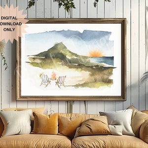 Coastal wall art, beach poster, beach house wall art, beach digital download, trendy coastal print, coastal digital print, beach scene art