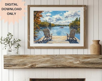 Autumn Landscape Wall Art | Vintage Autumn Lake Print | Fall Wall Art | Nature Lover | Autumn Wall Decor | Fall Lake Print | Autumn Lake Art