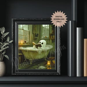 Cute Ghost Wall Art | Ghost Print | Halloween Wall Art | Whimsical Halloween Art | Halloween Bath Art | Ghost Wall Art | Trendy Wall Art