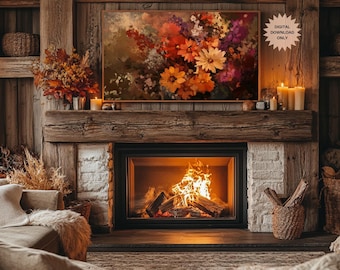 Fall Floral Frame TV Art | Autumn Floral Frame TV Art | Elegant Autumn Frame TV | Cozy Fall Frame Tv Art | Thanksgiving Frame Tv Art
