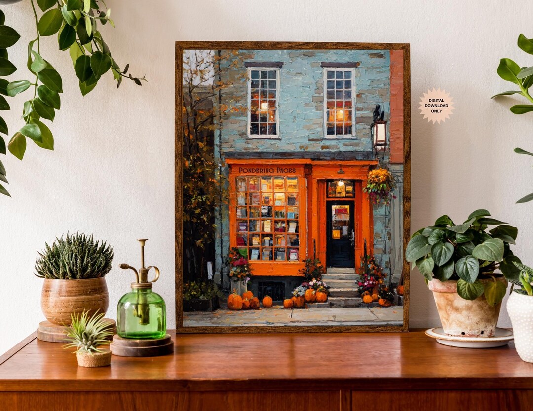 Fall Bookstore Signs Cozy Fall Bookstore Print | Autumn Bookstore Print | Bookish Decor ...