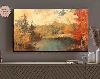Vintage Fall Landscape Frame TV Art | Autumn Landscape Scene Frame TV | Thanksgiving Frame Tv Art | Rustic Autumn Art for TV