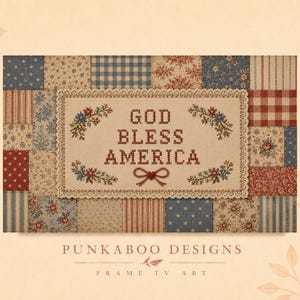 God Bless America Rahmen TV Kunst | Vaterländischer Kreuzstich Rahmen TV Kunst | 4.Juli Rahmen TV | Patchwork Bilderrahmen Tv | Americana Frame Tv