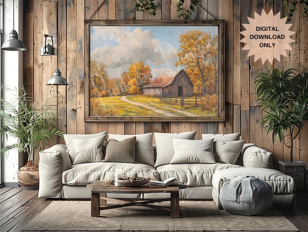 Rustic Fall Wall Art | Autumn Countryside Landscape Print | Rustic ...
