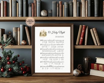 O Holy Night Hymn Print | Vintage Christmas Hymn Sheet Print | Christmas Carol Decor | Holiday Music Wall Art | Inspirational Christmas