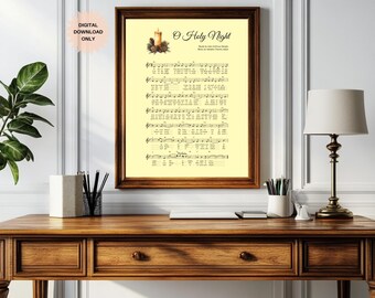 O Holy Night Hymn Print | Vintage Christmas Hymn Sheet Music | Christmas Carol Decor | Holiday Music Wall Art | Inspirational Christmas
