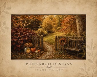 Autumn Path Frame TV, Fall Path Art, Fall Bench Art, Woodland Fall Frame TV, Subtle Fall Frame Tv, Peaceful Fall Art, Peaceful Autumn Art