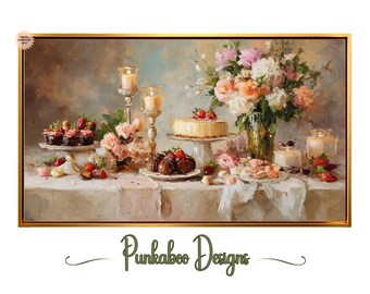 Galentine's Day TV Art | Valentines Day Frame TV | Galentines Brunch | Little Girls Tea Party | Spring Brunch Decor | Girls Night Decor