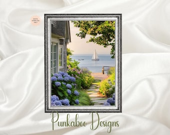 Summer Prints | Beach Art | Hydrangea Art | Lake Wall Art | Beach Poster | Lake House Decor | Summer Coastal Decor | Cottage Wall Art