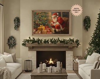Vintage Santa Frame TV Art | Christmas Frame TV Art | Classic Santa Frame Tv | Samsung Frame Tv Art Christmas | Vintage Holiday Frame Tv | 5