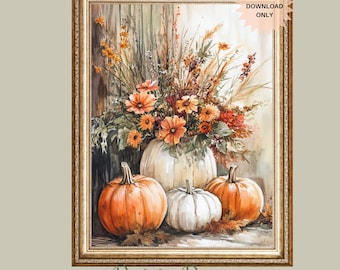 Fall Floral Wall Art | Autumn Floral Print | Rustic Fall Print | Colorful Fall Floral Print | Autumn Rustic Print | Cozy Art Fall