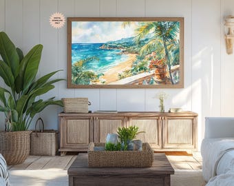 Tropical Beach Scene Tv Art | Summer Frame TV Art | Hisense TV Summer | Summer Tv Art | Coastal TV Art   | Tv Art for Beach House