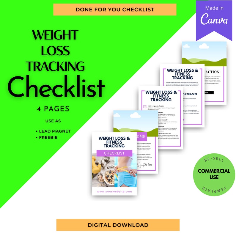 Weight Loss Tracking , Done for You, Editable, Rebrandable, Lead