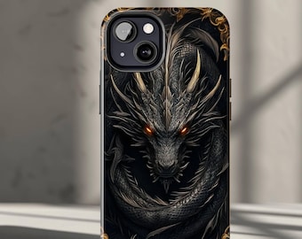 Black Dragon Print Phone Case for iPhone 17 16 15 14 13 12 11 11